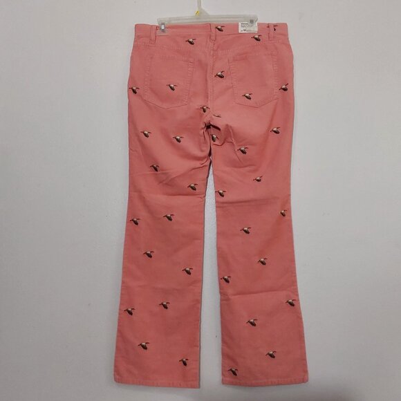 NWOT J. Crew Corduroy Mid-Rise Critters Ducks Pink Bootcut Pants -12 - Picture 4 of 9